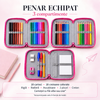 Penar Echipat Model Stitch, cu 42 Piese și 3 Compartimente, Roz