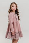 RADEYAH - Rochie din bumbac fin cu volan, aplicatii din tulle si fundita decorativa, roz
