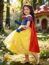 Rochie de prințesă pentru fete, cu pelerină roșie și aspect de basm - costumație pentru joc de rol, serbări și petreceri