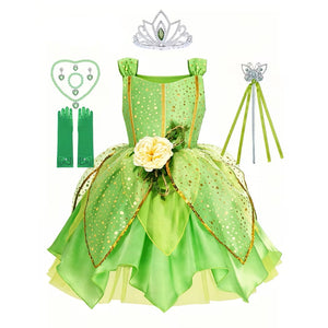 Rochie zana Clopotica cu accesorii pentru fetite costumatie joc de rol Tinker Bell petreceri, serbari, carnaval si cadou ideal pentru sarbatori, aniversari sau zile de nastere