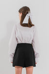 KELLY - Fusta/pantalon din stofa cu funda eleganta, skort negru
