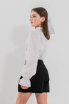 KELLY - Fusta/pantalon din stofa cu funda eleganta, skort negru