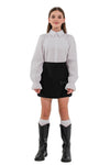 KELLY - Fusta/pantalon din stofa cu funda eleganta, skort negru
