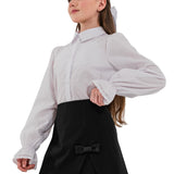 KELLY - Fusta/pantalon din stofa cu funda eleganta, skort negru