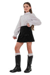 KELLY - Fusta/pantalon din stofa cu funda eleganta, skort negru