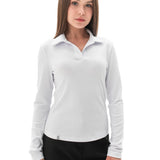 ELOISE – Bluza polo pentru fete cu maneca lunga, model rib, alb