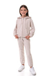 FRANCES- Trening din bumbac premium, set hanorac cu fermoar si pantaloni, bej