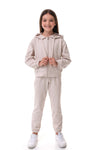 FRANCES- Trening din bumbac premium, set hanorac cu fermoar si pantaloni, bej