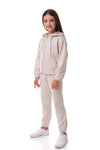 FRANCES- Trening din bumbac premium, set hanorac cu fermoar si pantaloni, bej