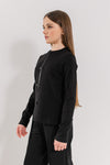 AMALIA – Bluza din bumbac cu maneca lunga si fundite aplicate, negru