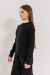 AMALIA – Bluza din bumbac cu maneca lunga si fundite aplicate, negru