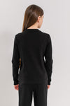 AMALIA – Bluza din bumbac cu maneca lunga si fundite aplicate, negru