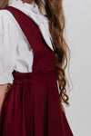 ADELAIDE – Sarafan din stofa cu decolteu in V si clos amplu, ideal pentru uniforma scolara, rosu bordo (burgundy)
