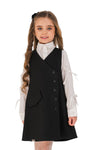 ERICA - Sarafan din stofa cu model de croi semi-ajustat, inchidere cu nasturi si buzunar decorativ, negru
