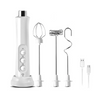 Mixer spuma lapte cu 3 teluri interschimbabile, incarcare wirless si acumulator incorporat, 3 trepte de viteza pentru spumare, frappe, cappucino, mixat oua, alb