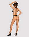 Body Claudusia – lenjerie seducătoare transparentă cu decolteu sexy si dantelă, L/XL negru