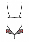 Body Megies Teddy - lenjerie erotică provocatoare din dantelă cu decupaje L/XL, negru cu roșu bordo