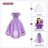 Set complet Prințesa cu bijuterie mov pentru fete: rochiță de prințesă, crinolină, mănuși și pelerină, mov