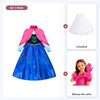 Set complet Prințesa cu pelerină roz pentru fete: rochiță cu pelerină roz, crinolină și mănuși, albastru