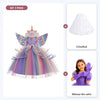 Set complet Prințesa Unicorn pentru fete: rochiță Unicorn, crinolină și mănuși, mov