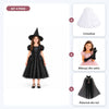 Set complet Prințesa vrăjitoare pentru fete: rochiță de vrăjitoare, crinolină, mănuși și pelerină, negru