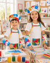 Șorț pentru Copii cu Bonetă și Mânecuțe, Impermeabil, pentru Pictură, Activități Artistice și Creative, Grădiniță și Școală, 3-7 ani