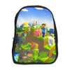 Ghiozdan Minecraft pentru scoala, 2 compartimente cu fermoar, model ergonomic, Steve Survival 39x29x16cm