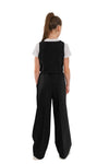 STEFFY - Vesta din stofa cu fundite pentru uniforma scolara de fete, negru