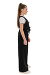 STEFFY - Vesta din stofa cu fundite pentru uniforma scolara de fete, negru