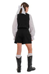 STEFFY - Vesta din stofa cu fundite pentru uniforma scolara de fete, negru
