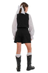 STEFFY - Vesta din stofa cu fundite pentru uniforma scolara de fete, negru
