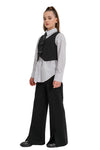 STEFFY - Vesta din stofa cu fundite pentru uniforma scolara de fete, negru