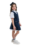 YASMINA - Vestă din stofă cu model clasic pentru uniformă școlară de fete, bleumarin
