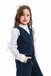 YASMINA - Vestă din stofă cu model clasic pentru uniformă școlară de fete, bleumarin