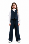 YASMINA - Vestă din stofă cu model clasic pentru uniformă școlară de fete, bleumarin