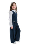 YASMINA - Vestă din stofă cu model clasic pentru uniformă școlară de fete, bleumarin