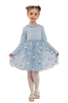 ZHUZHANNA - Rochita eleganta din bumbac cu tulle brodat si fluturasi, bleu