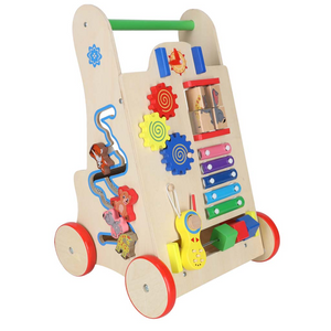 Centru de Activități educative Montessori cu Jocuri Senzoriale – Premergător Multifuncțional 6 în 1 din Lemn pentru Bebelusi