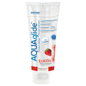 Lubrifiant AQUAglide Gel cu aromă capsuni, pe bază de apă, Joydivision, 100 ml