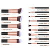 Set 14 pensule de machiaj profesionale pentru ingrijirea frumusetii, ideal pentru aplicarea make-up-ului cu precizie in zona ochilor, buzelor si fetei, Negru