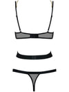 Body Bondy Teddy - lenjerie erotică cu decupaje și cupe transparente S/M, negru