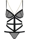 Body Bondy Teddy - lenjerie erotică cu decupaje și cupe transparente S/M, negru