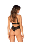 Body Norides – lenjerie erotică din vinil cu dantelă și decupaje sexy XL/2XL, negru