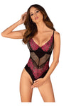 Body Rosenty – lenjerie erotică din dantelă fină și detalii seducătoare XS/S, negru cu roz