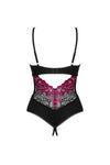 Body Rosenty – lenjerie erotică din dantelă fină și detalii seducătoare XS/S, negru cu roz