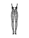 Bodystocking Obsessive N123 - catsuit provocator din plasă cu decupaje și model sexy S-L (one size), negru