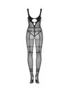 Bodystocking Obsessive N123 - catsuit provocator din plasă cu decupaje și model sexy S-L (one size), negru