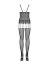 Bodystocking Obsessive F235 - catsuit provocator din plasă cu decupaje și model sexy S-L (one size), negru