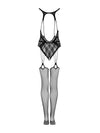 Body Obsessive G324 - lenjerie erotică din plasă cu portjartier și decupaje S-L (one size), negru