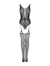 Body Obsessive G324 - lenjerie erotică din plasă cu portjartier și decupaje S-L (one size), negru